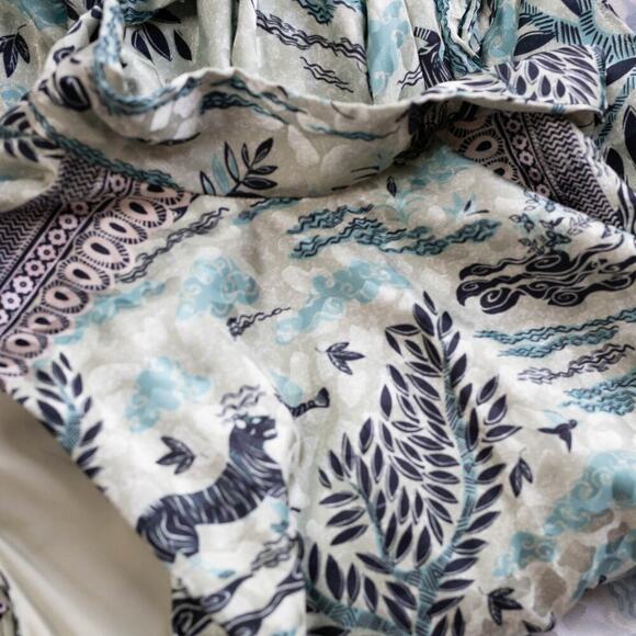 SALONI Fleur E Green Floral Printed Satin Dress Size 4 - Picture 7 of 9